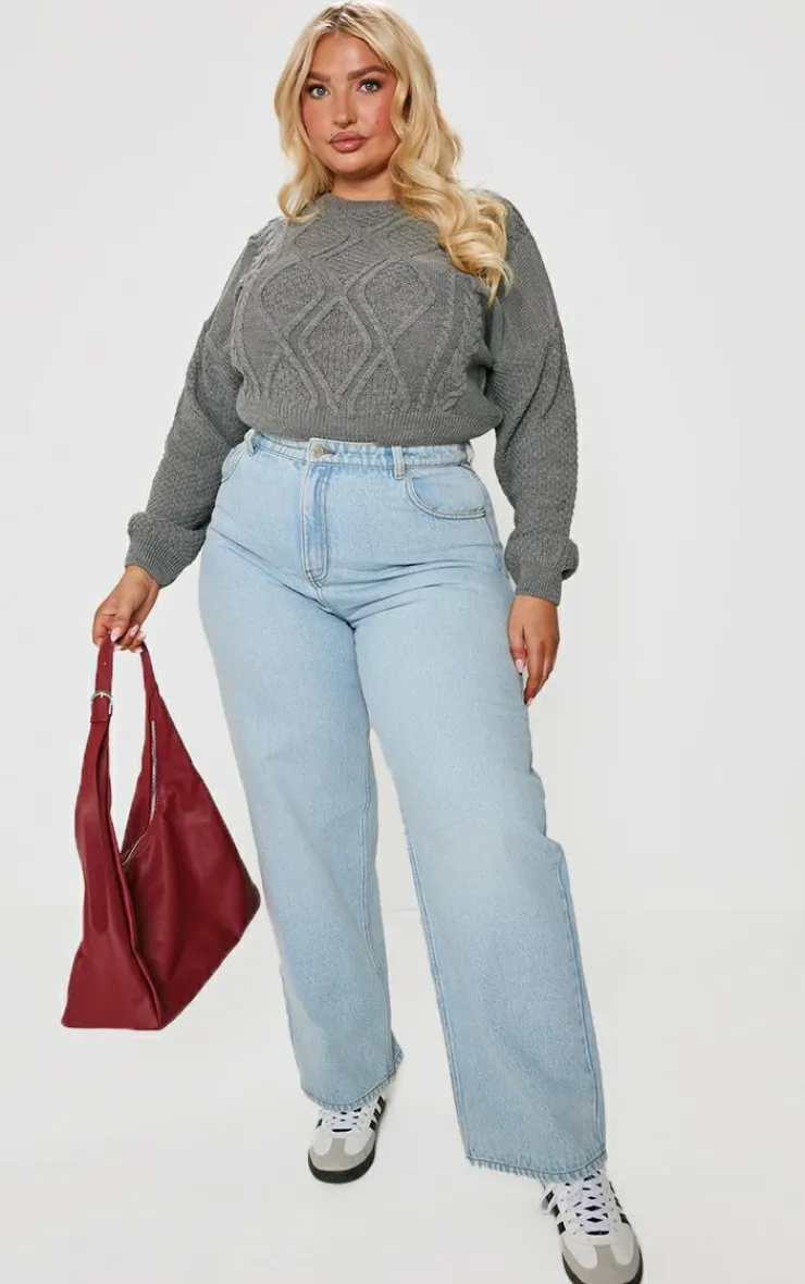 PrettyLittleThing Sweaters*Plus Cable Cropped Sweater