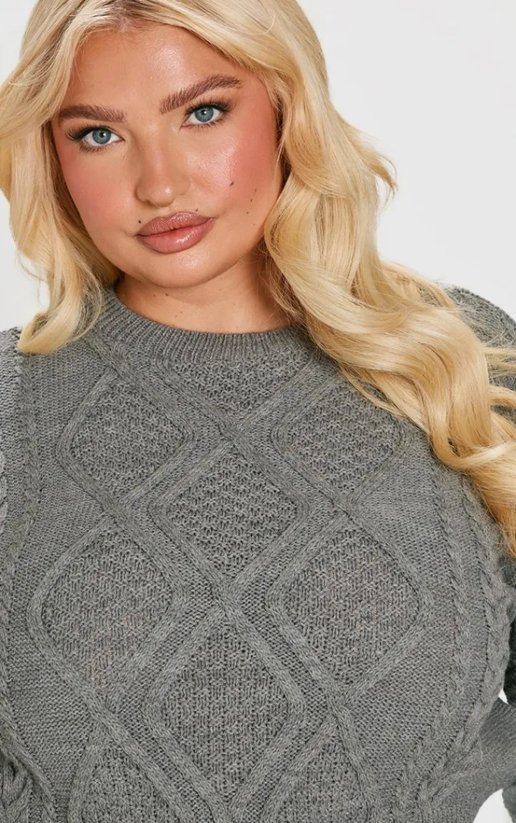 PrettyLittleThing Sweaters*Plus Cable Cropped Sweater