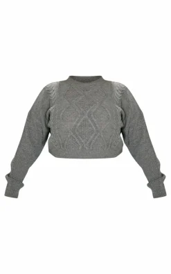 PrettyLittleThing Sweaters*Plus Cable Cropped Sweater