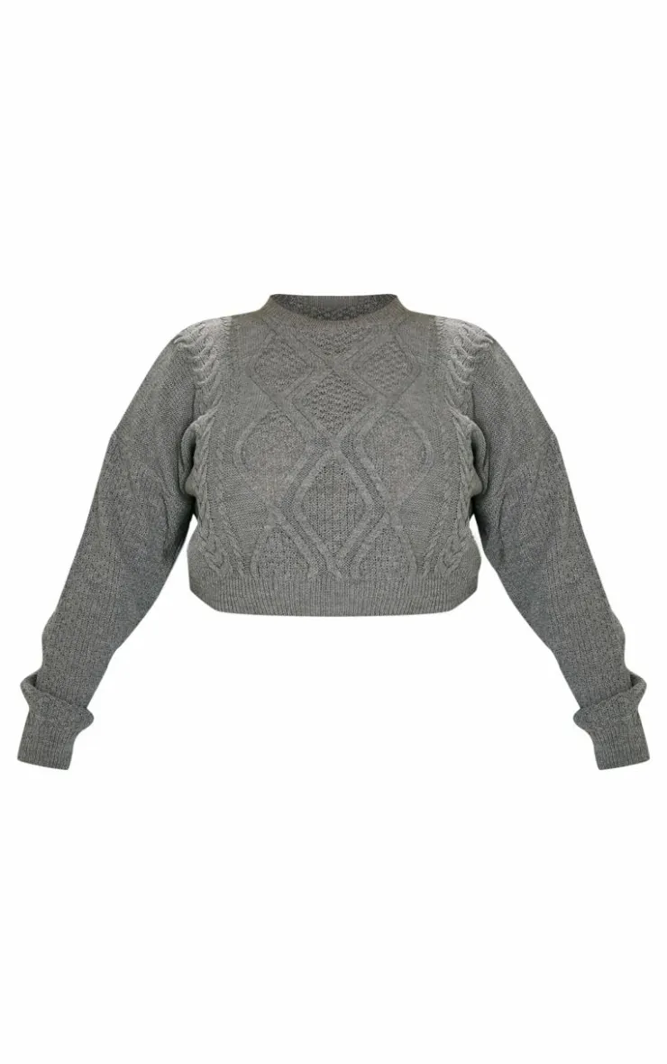 PrettyLittleThing Sweaters*Plus Cable Cropped Sweater