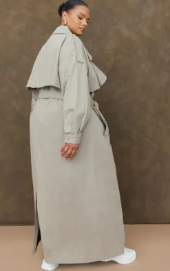 PrettyLittleThing Trench Coats*Plus Popper Detail Trench Coat