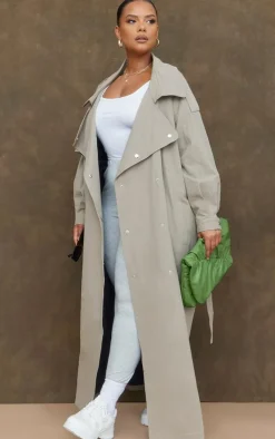 PrettyLittleThing Trench Coats*Plus Popper Detail Trench Coat