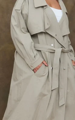 PrettyLittleThing Trench Coats*Plus Popper Detail Trench Coat