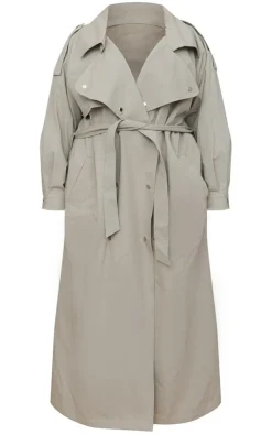 PrettyLittleThing Trench Coats*Plus Popper Detail Trench Coat