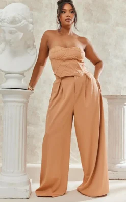 Sale PrettyLittleThing Plus Bandeau Corset Light Peach