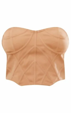 Sale PrettyLittleThing Plus Bandeau Corset Light Peach