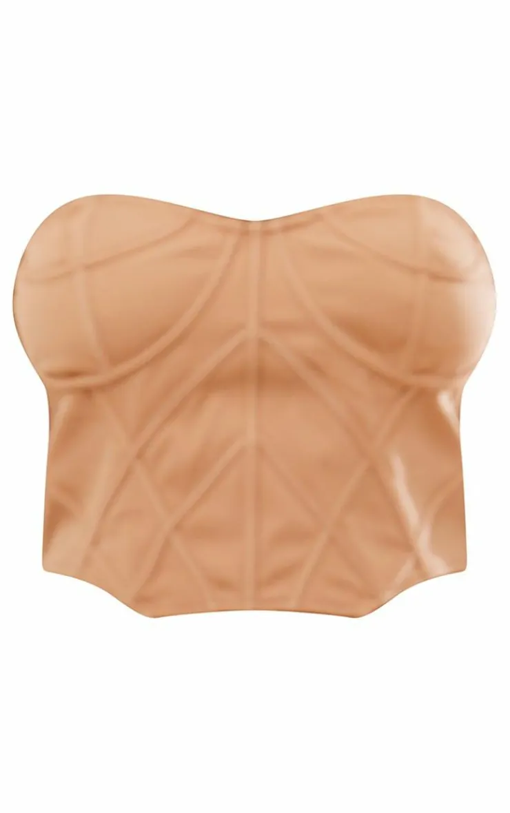 Sale PrettyLittleThing Plus Bandeau Corset Light Peach