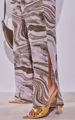 Hot PrettyLittleThing Plus Marble Wide Leg Pants Light Pink