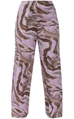 Hot PrettyLittleThing Plus Marble Wide Leg Pants Light Pink