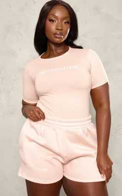 Outlet PrettyLittleThing Plus Short Sleeve Bodysuit Light Pink