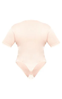 Outlet PrettyLittleThing Plus Short Sleeve Bodysuit Light Pink