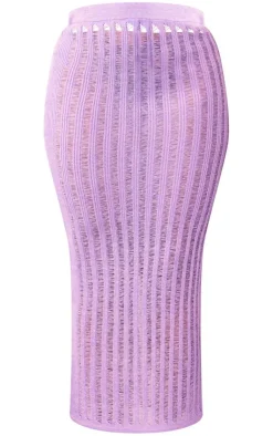 Discount PrettyLittleThing Plus Knitted Maxi Skirt Lilac
