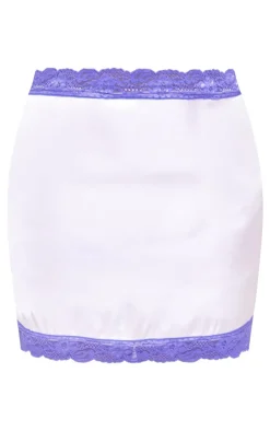 Discount PrettyLittleThing Plus Lace Detail Satin Mini Skirt Lilac