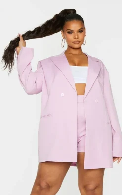 Sale PrettyLittleThing Plus Relaxed Oversized Blazer Lilac