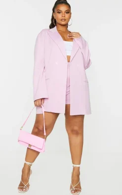 Sale PrettyLittleThing Plus Relaxed Oversized Blazer Lilac