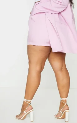 PrettyLittleThing Plus Ruched Waist Suit Shorts Lilac