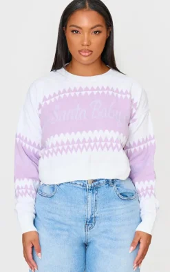 PrettyLittleThing Sweaters*Plus Santa Baby Cropped Christmas Sweater