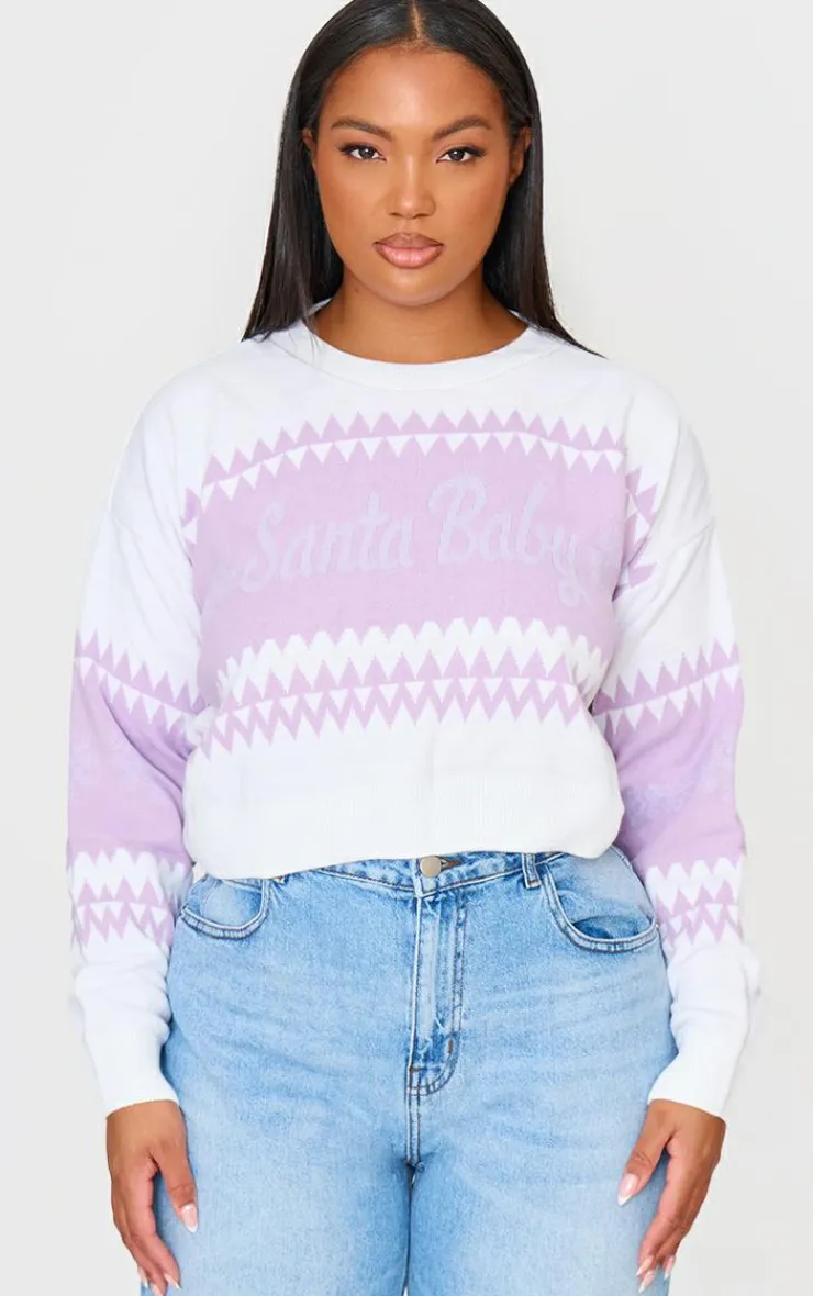 PrettyLittleThing Sweaters*Plus Santa Baby Cropped Christmas Sweater
