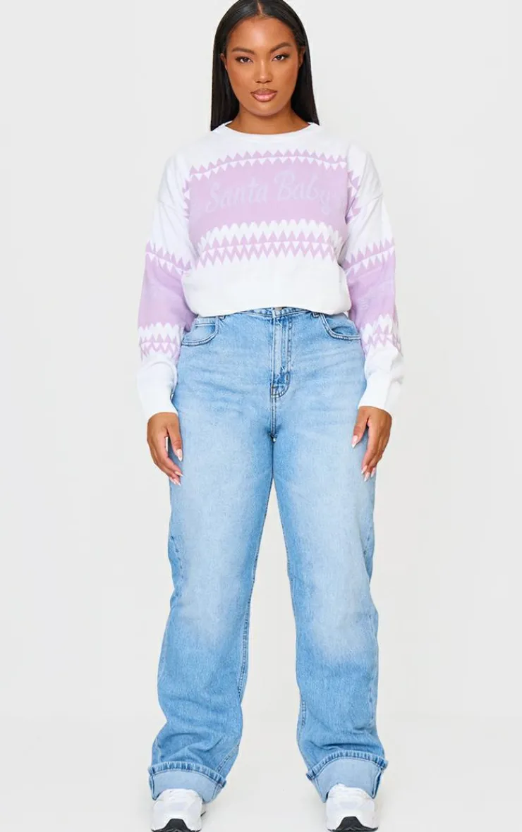 PrettyLittleThing Sweaters*Plus Santa Baby Cropped Christmas Sweater