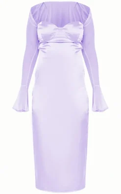 Plus Satin Midi Dress With Mesh Bolero-PrettyLittleThing Outlet