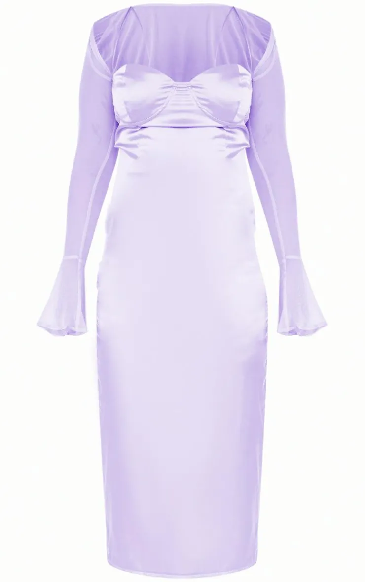 Plus Satin Midi Dress With Mesh Bolero-PrettyLittleThing Outlet
