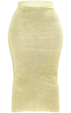 Best PrettyLittleThing Plus Knitted Midaxi Skirt Lime