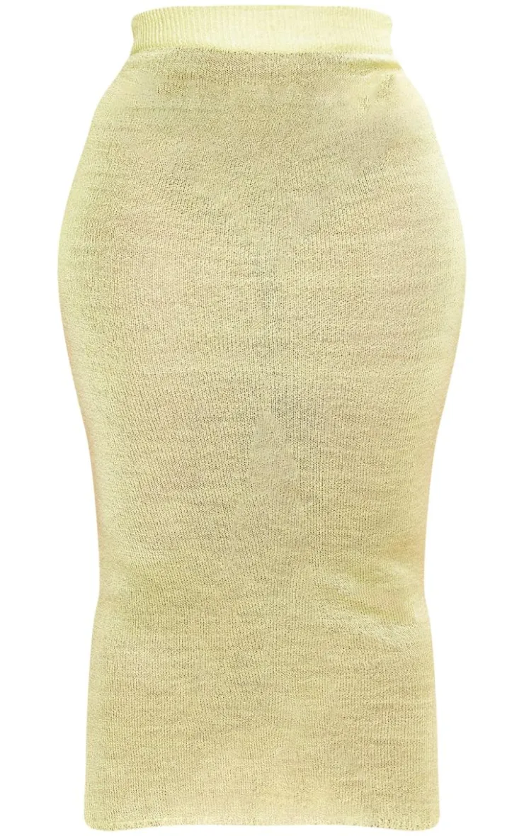 Best PrettyLittleThing Plus Knitted Midaxi Skirt Lime