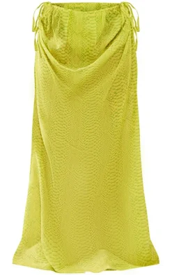 Plus Lime Snake Printed Chiffon Ruched Side Beach Skirt