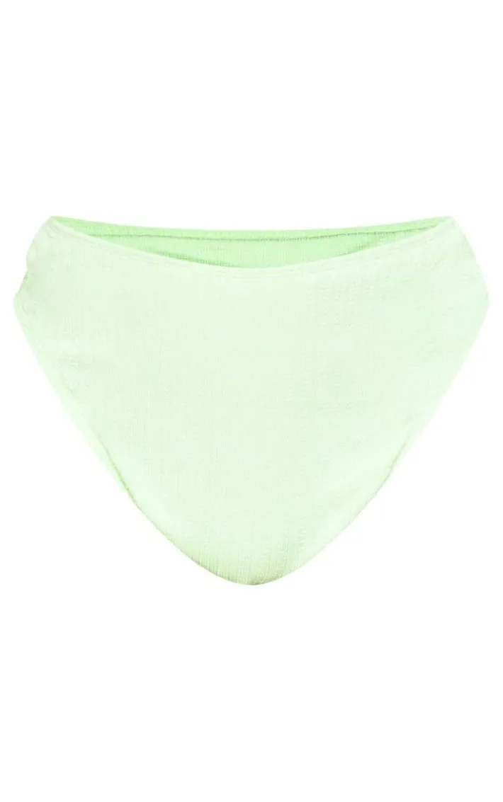 Plus Lime Textured High Waisted Bikini Bottoms