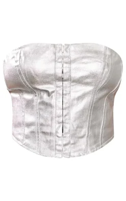 PrettyLittleThing Corsets*Plus Coated Denim Corset