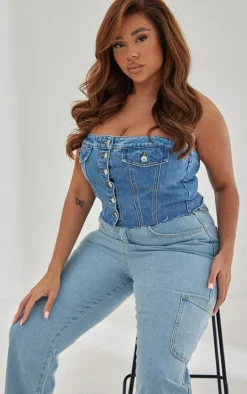 PrettyLittleThing Corsets*Plus Corset Button Up Crop Top