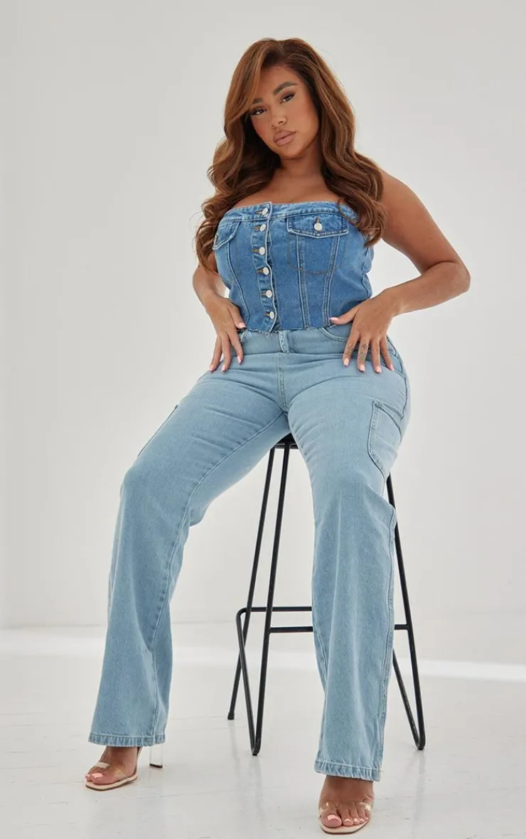 PrettyLittleThing Corsets*Plus Corset Button Up Crop Top