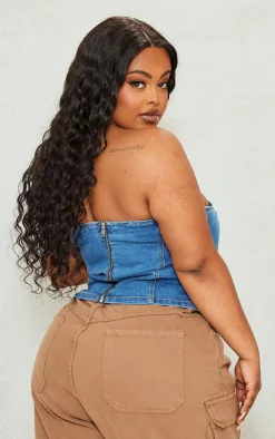 PrettyLittleThing Corsets*Plus Seam Detail Stretch Denim Corset