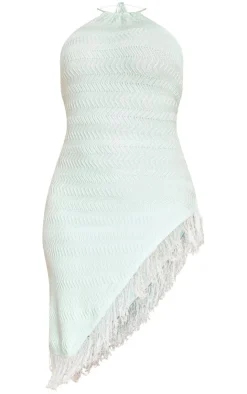 Plus Green Knitted Fringe Detail Midi Dress-PrettyLittleThing Clearance