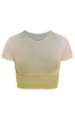 Best PrettyLittleThing Plus Green Ombre Printed Sheer Mesh Crop Top Mint