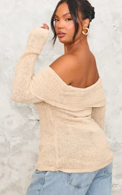 PrettyLittleThing Christmas Day Outfits*Plus Bobble Knit Bardot Top