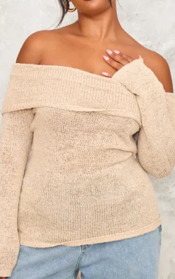 PrettyLittleThing Christmas Day Outfits*Plus Bobble Knit Bardot Top