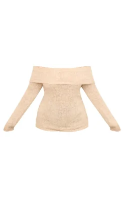 PrettyLittleThing Christmas Day Outfits*Plus Bobble Knit Bardot Top