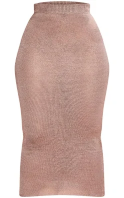 Clearance PrettyLittleThing Plus Knitted Maxi Skirt Mocha
