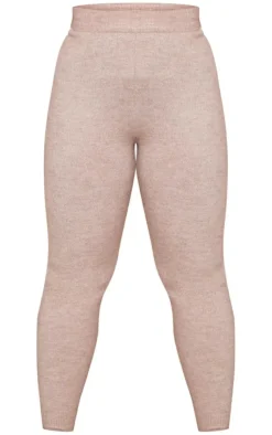Discount PrettyLittleThing Plus Mocha Knitted Slouchy Sweatpant Mocha.