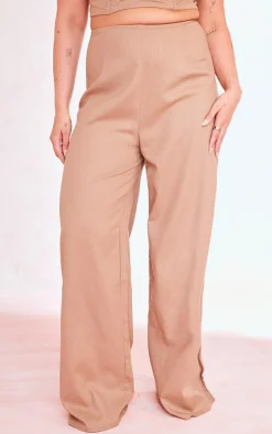 Clearance PrettyLittleThing Plus Ruched Bum Wide Leg Pants Mocha