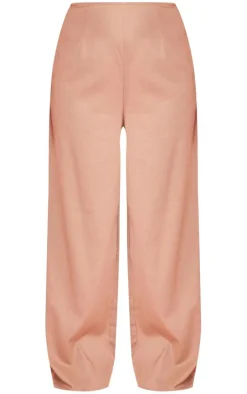 Clearance PrettyLittleThing Plus Ruched Bum Wide Leg Pants Mocha