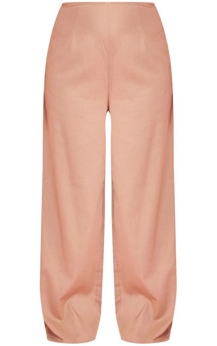 Clearance PrettyLittleThing Plus Ruched Bum Wide Leg Pants Mocha