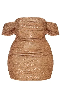 Plus Sequin Bardot Bodycon Dress-PrettyLittleThing Outlet