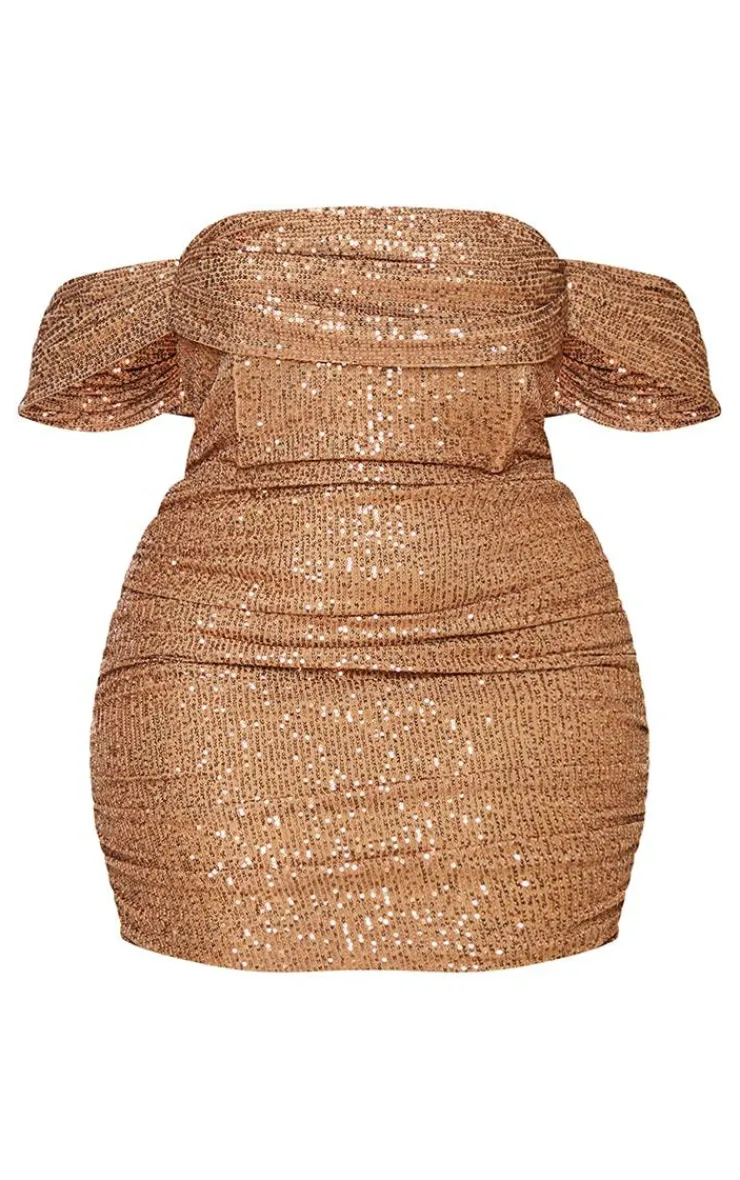 Plus Sequin Bardot Bodycon Dress-PrettyLittleThing Outlet