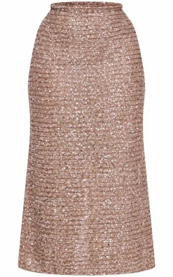 PrettyLittleThing Plus Sequin Maxi Skirt Mocha
