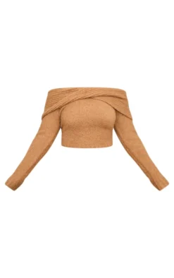 Outlet PrettyLittleThing Plus Soft Bobble Knit Foldover Maxi Skirt Mocha