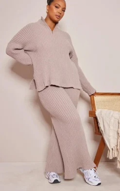 PrettyLittleThing Sweaters*Plus Zip Ribbed Knitted Sweater