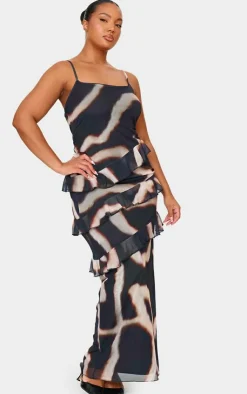 Plus Printed Mesh Ruffle Maxi Dress-PrettyLittleThing Best