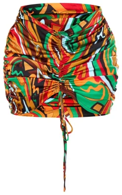 Plus Abstract Print Ruched Front Skirt-PrettyLittleThing Discount